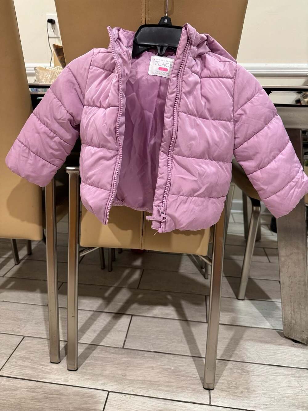 The Children's Place Puffer Jacket Size 2T Purple Hooded Coat